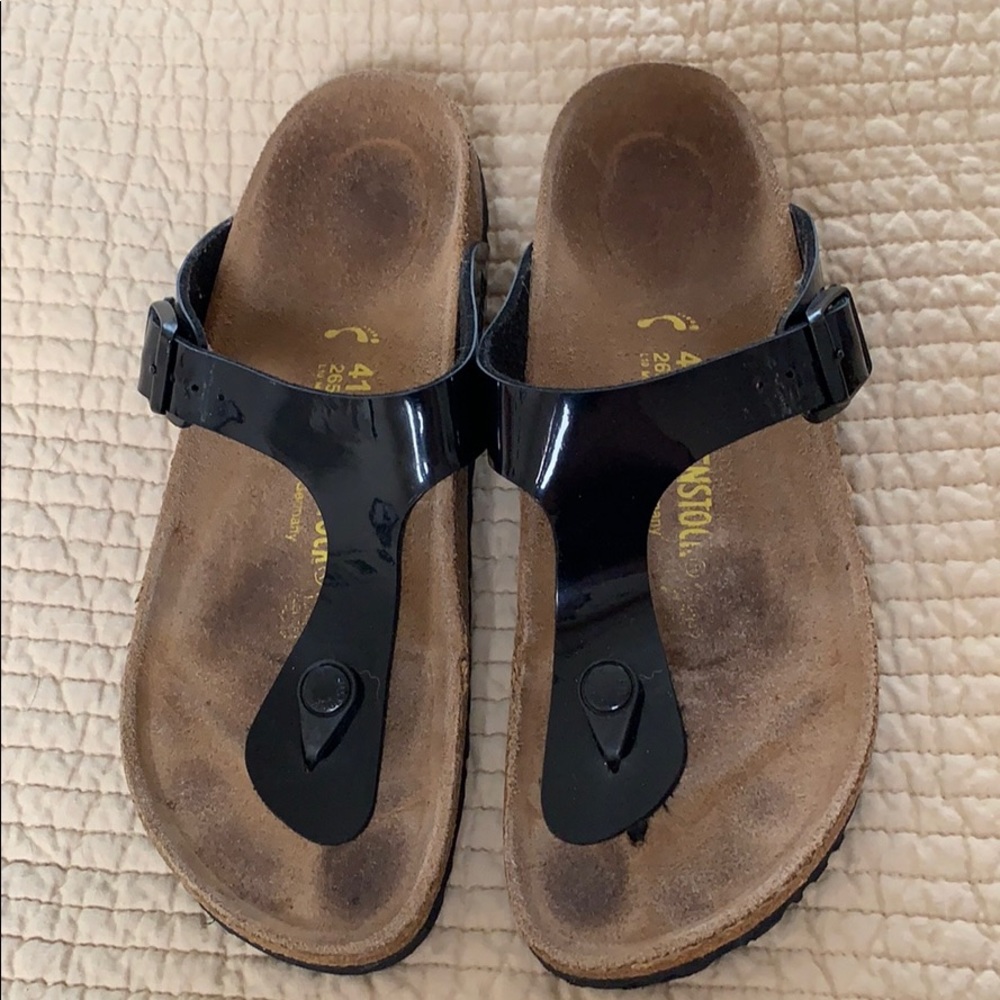 Birkenstock Gizeh Narrow Black Patent Sz 41